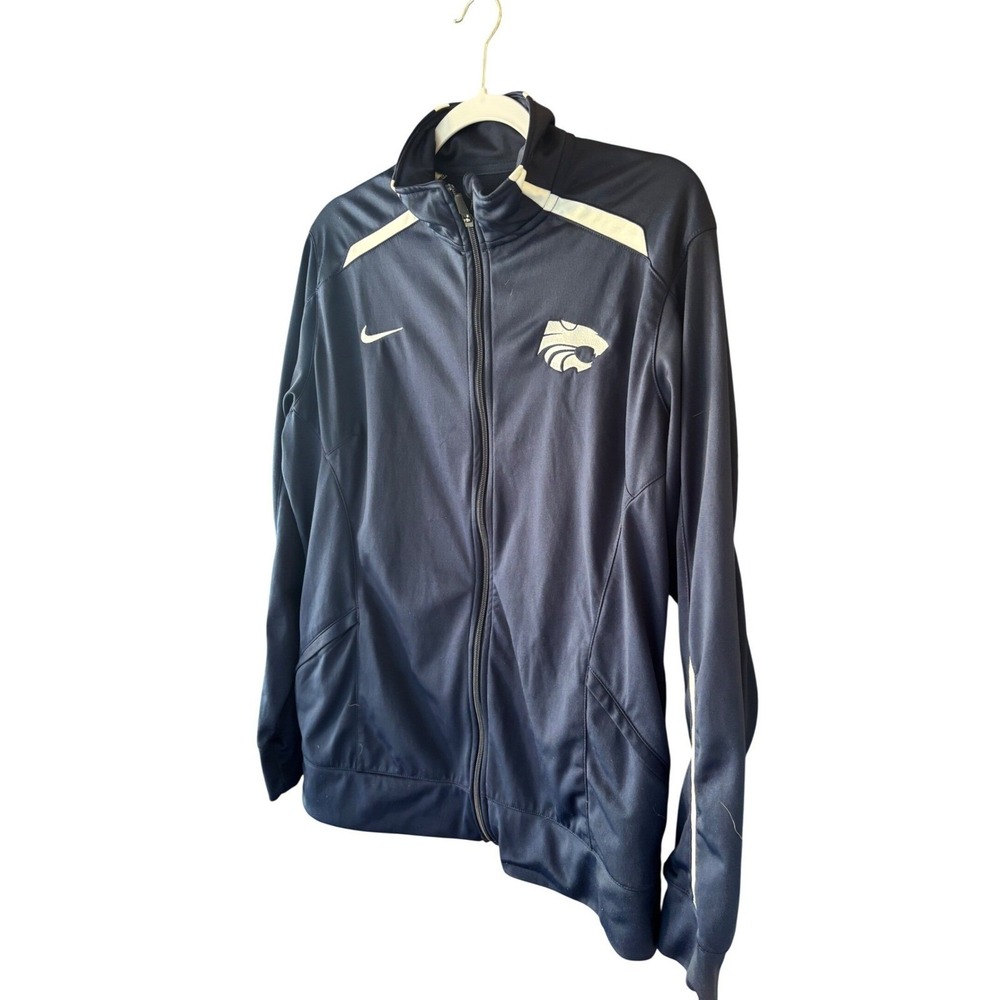 Nike Kansas State Wildcats Full Zip Track Jacket Navy Blue Mens Logo Size XL - Picture 3 of 6